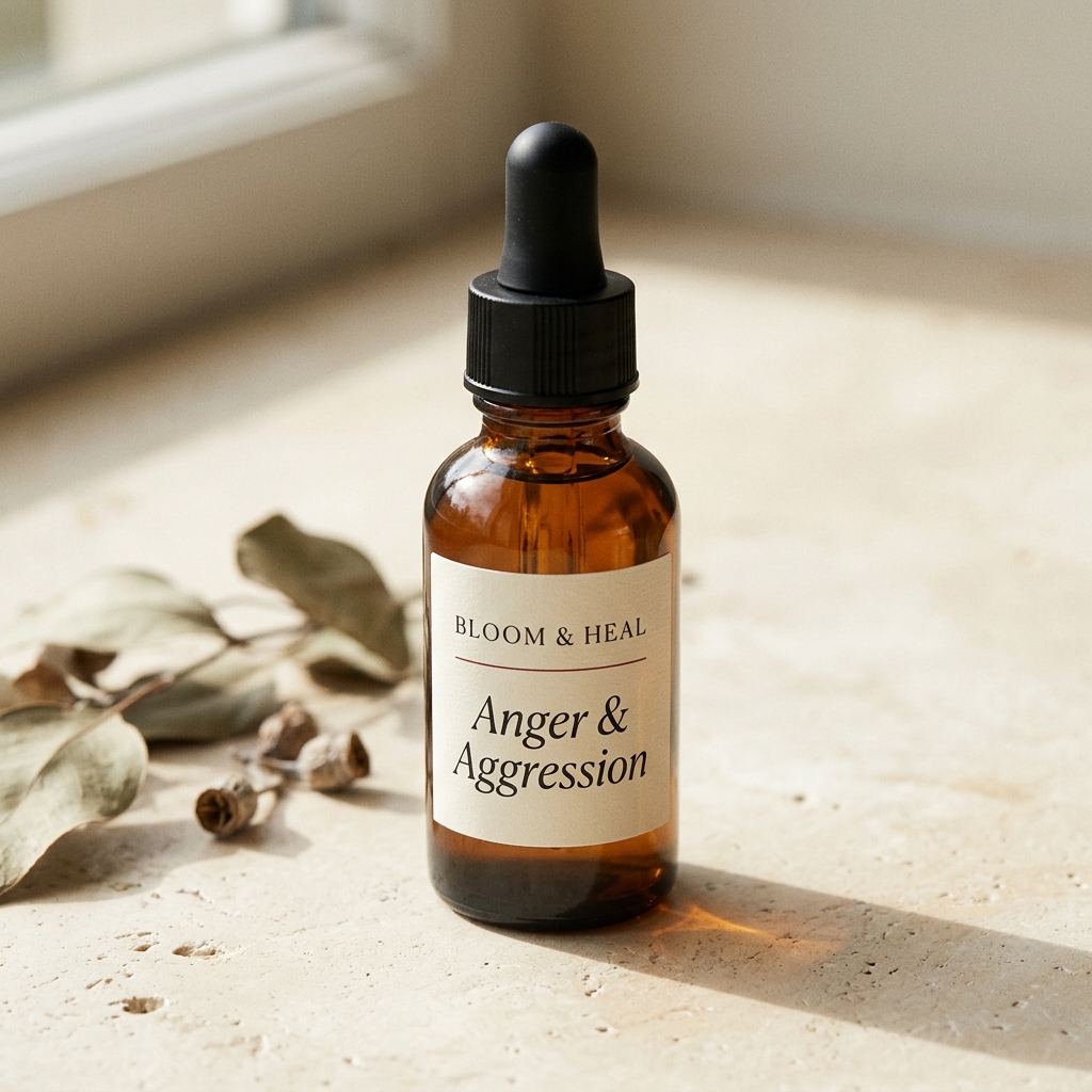 Anger & Aggression — amber Bach Flower Remedy dropper bottle